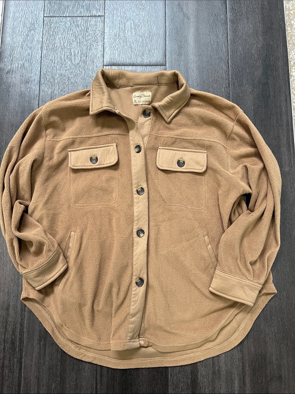 Simply blessed Tan Fleece Shacket with Chest Pockets